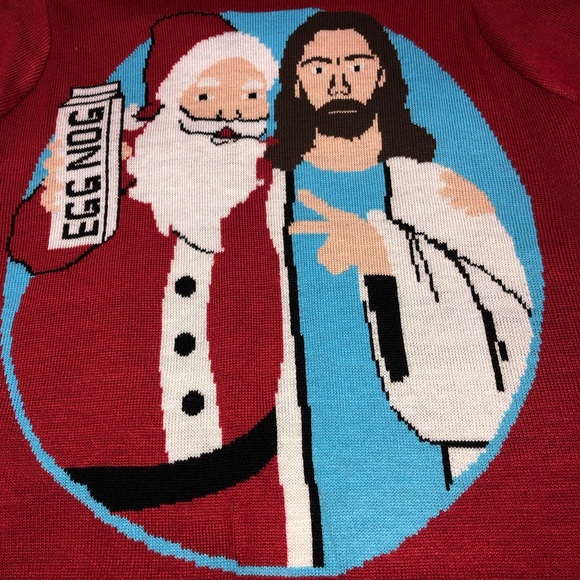 TIPSYELVES Size Large Santa and Jesus Jingle Bros.Christmas Sweatshirt Unisex - Picture 5 of 7